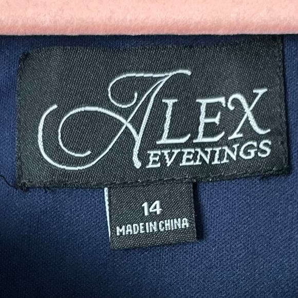 Alex Evenings Dress Womens Size‎ 14 Blue Maxi Sequins Flutter Sleeve Cocktail - Picture 10 of 12